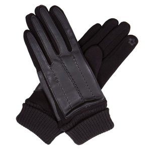 WOMENS SOLID BLACK FAUX LEATHER SCREEN-TOUCH GLOVES - NWT - OS